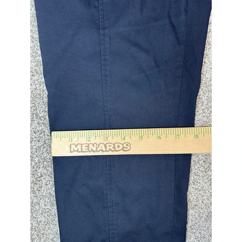 Tory Burch Navy Blue Side Zip Tailored Trousers Pants Size 10 Gold Logo